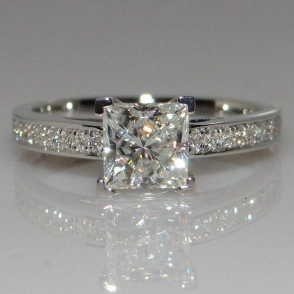 Jewelry - NEW 925 Sterling Silver Princess Cut Diamond Ring